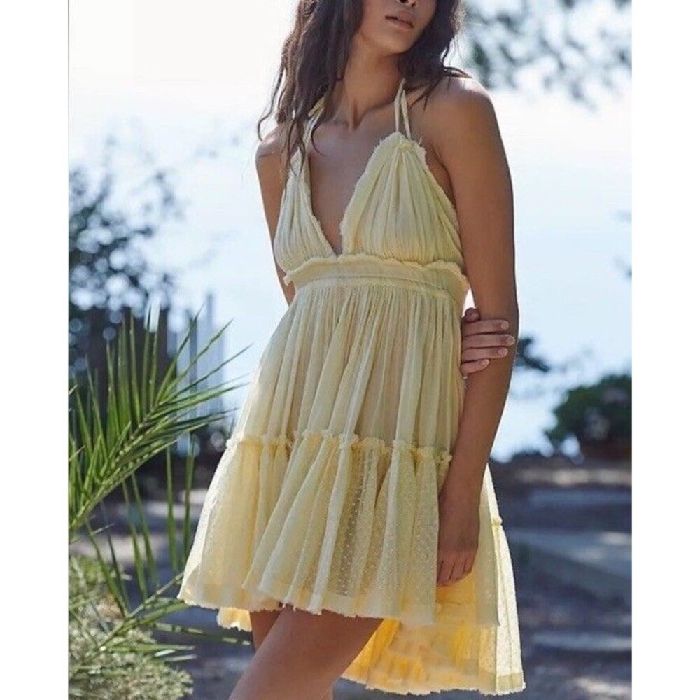 Free People 100 Degrees Of Shine Mini Dress Mesh Sleeveless Ruched Size XS